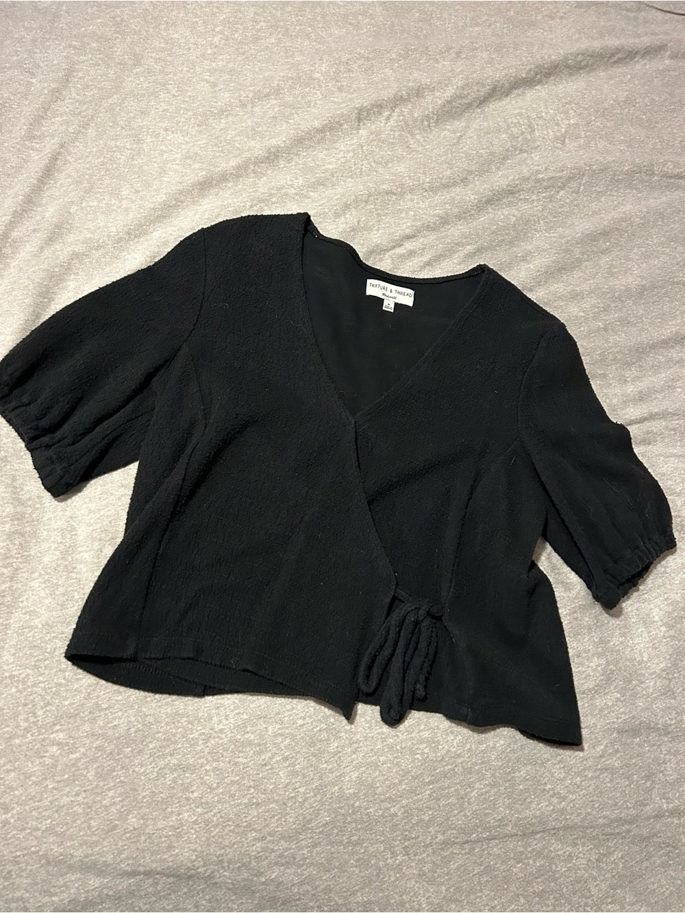 Vero Moda Black Textured Wrap Tie Top